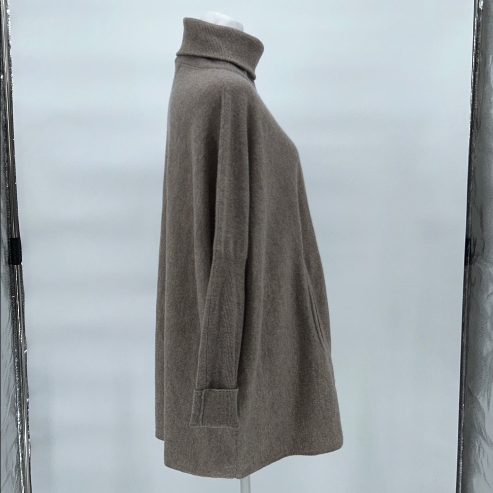Garnet Hill Wool Cashmere Turtleneck Sweater Dress Taupe Size 8 - Picture 5 of 12